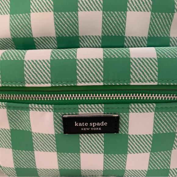 Kate Spade Sam Icon Green Gingham printed small Backpack NWT - Picture 4 of 9